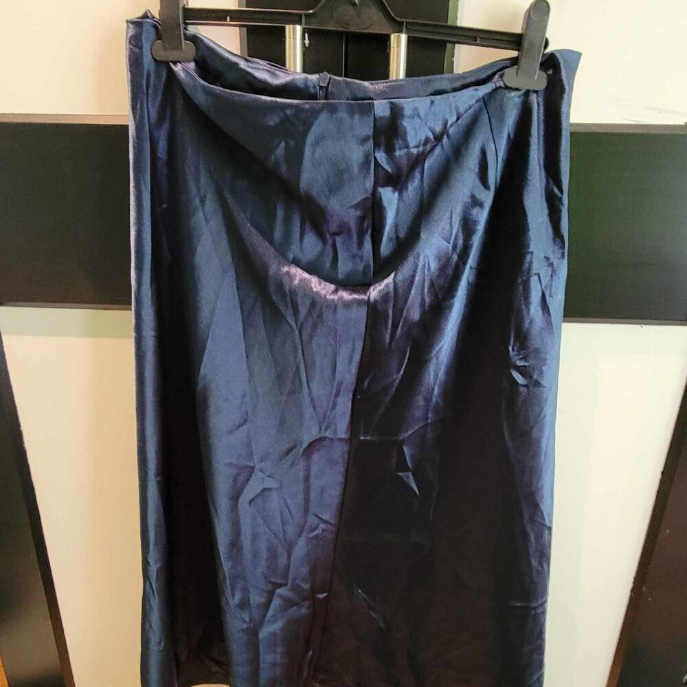 blue satin skirt